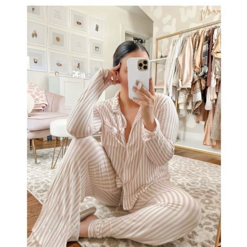Stars Above pink & white Striped Pajama Set